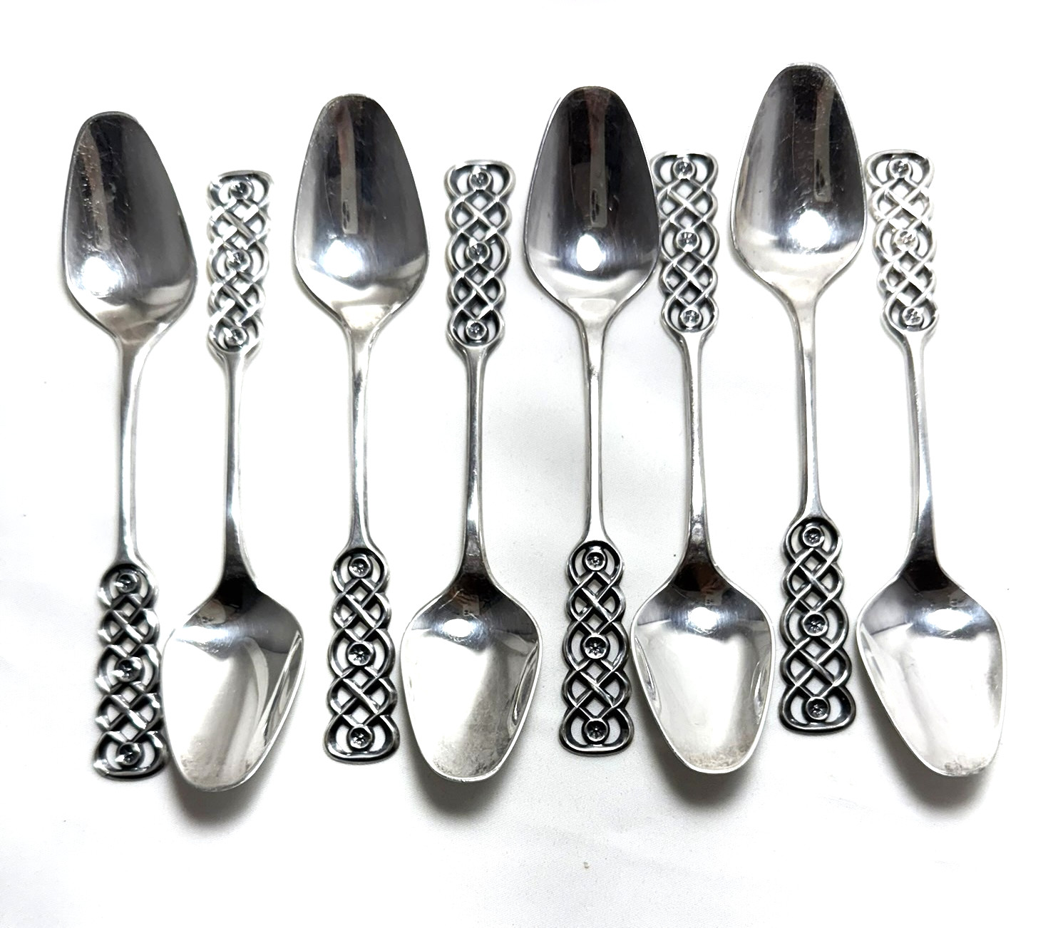 Vintage David Andersen Ringebu 830 Silver Teaspoons 5.75″ Set of 8