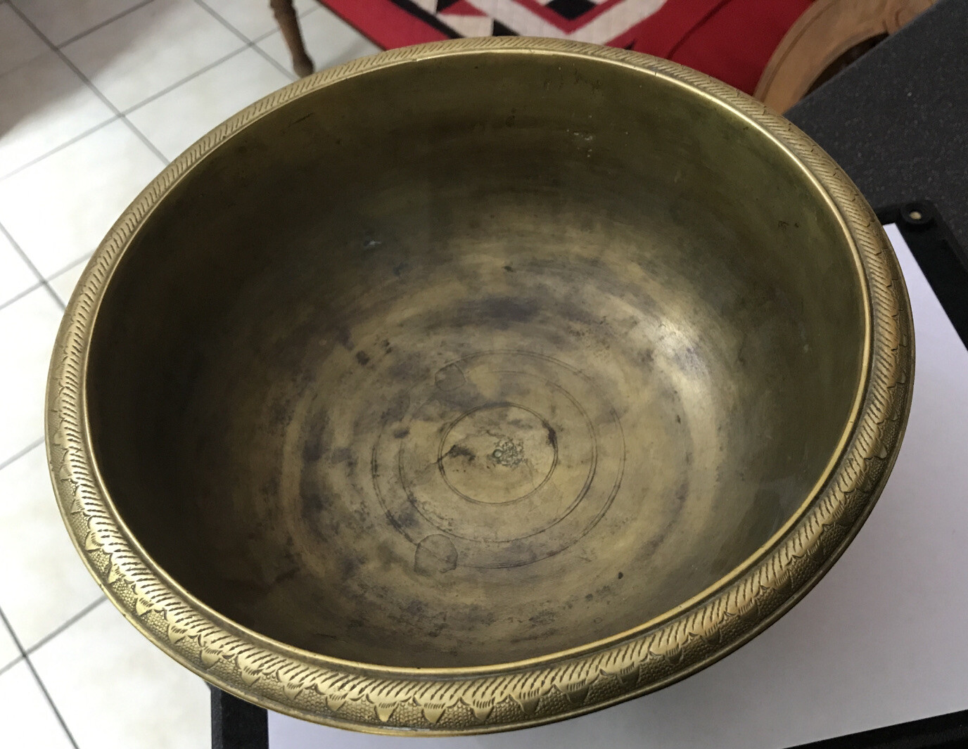 VINTAGE ANTIQUE SOLID HEAVY BRASS PEDESTAL ALTER TEMPLE BOWL CENSOR RELIGIOUS