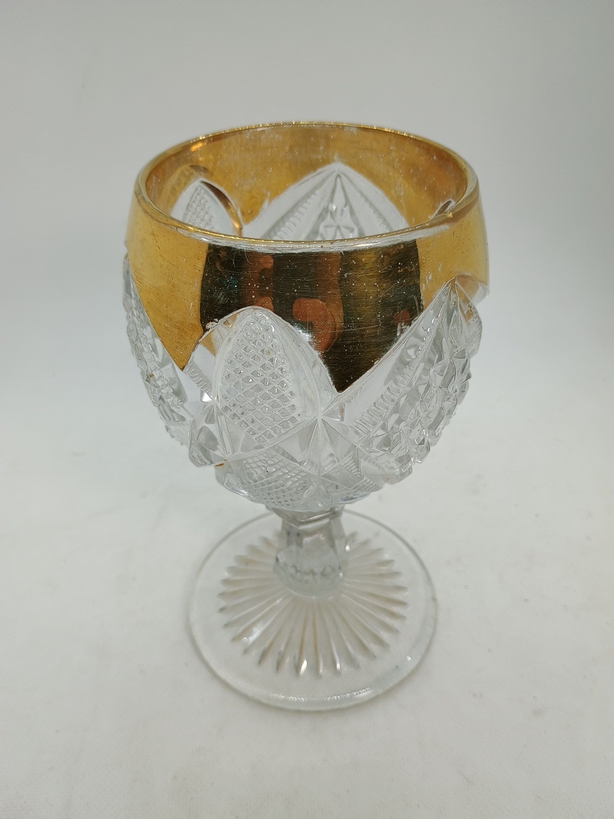 EAPG Antique Pattern PENNSYLVANIA GOBLET Gold Trimmed U.S. Glass