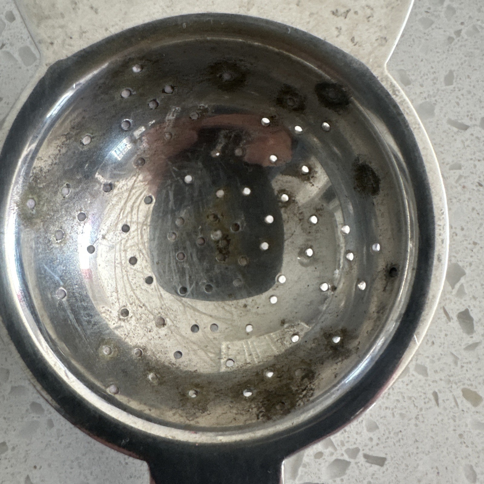 Antique Silver Plated Tea Strainer With Handle – Crown Design 6”