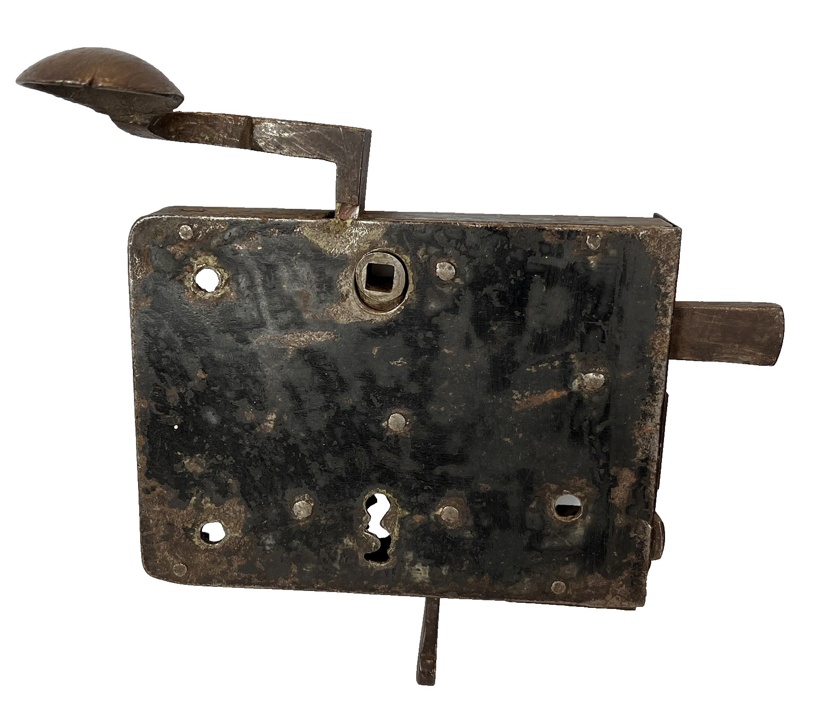 Antique 1800s Hand Forged Iron Pa German Elbow Door Lock: WORKS