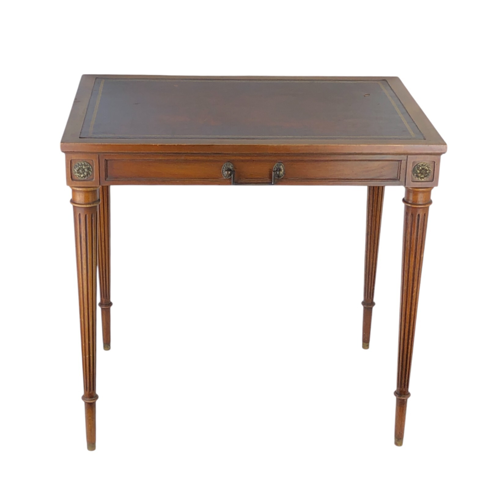 1930s Vintage Weiman Heirloom Leather Top Sheraton Style Table w/ 2 Leaves 412