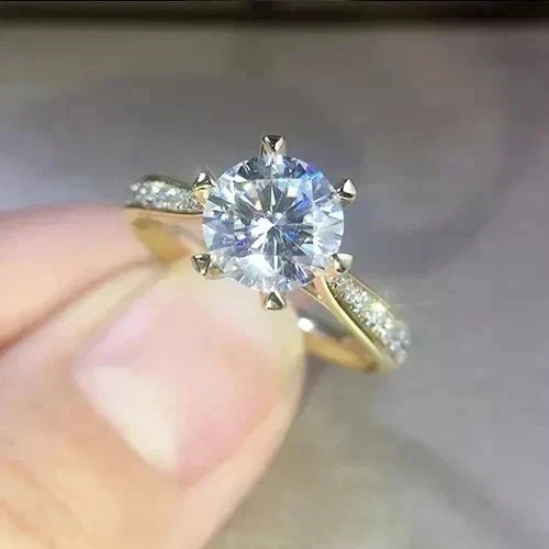 2Ct Round-Cut Lab Created Solitaire Engagement Ring 14K Yellow Gold Plated