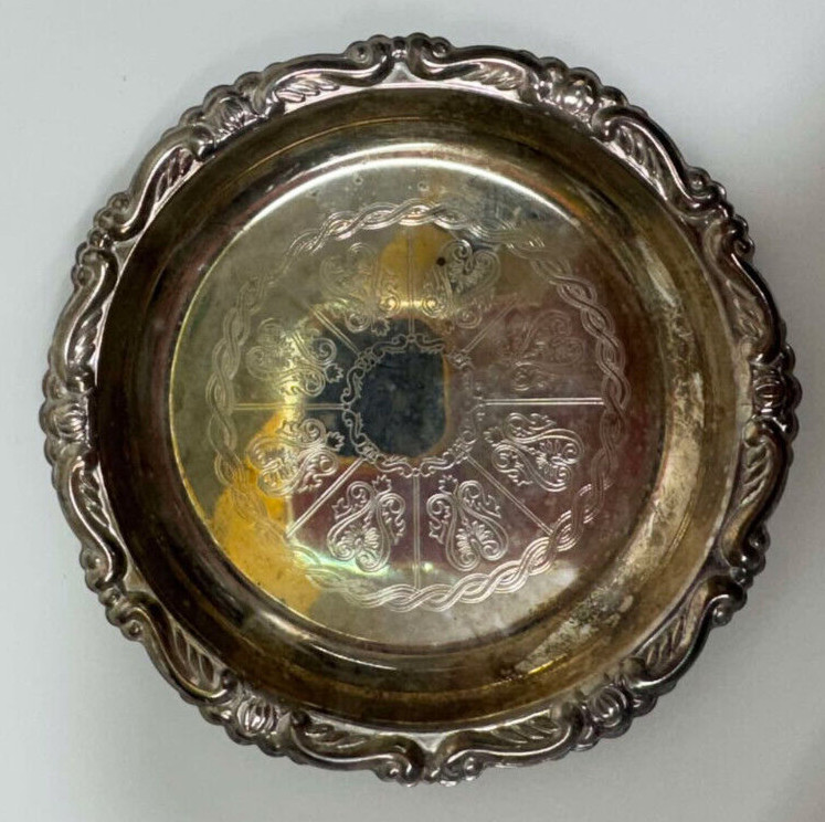 VNTG Silver Plated EP on Steel 4″ Coaster or Ashtray Trinket Dish Made in Italy