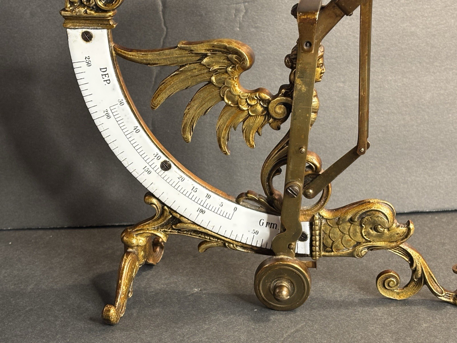 Antique Bronze Postal Weight/Scale/Fish/Renaissance/Enamel/France C.1900/Rare