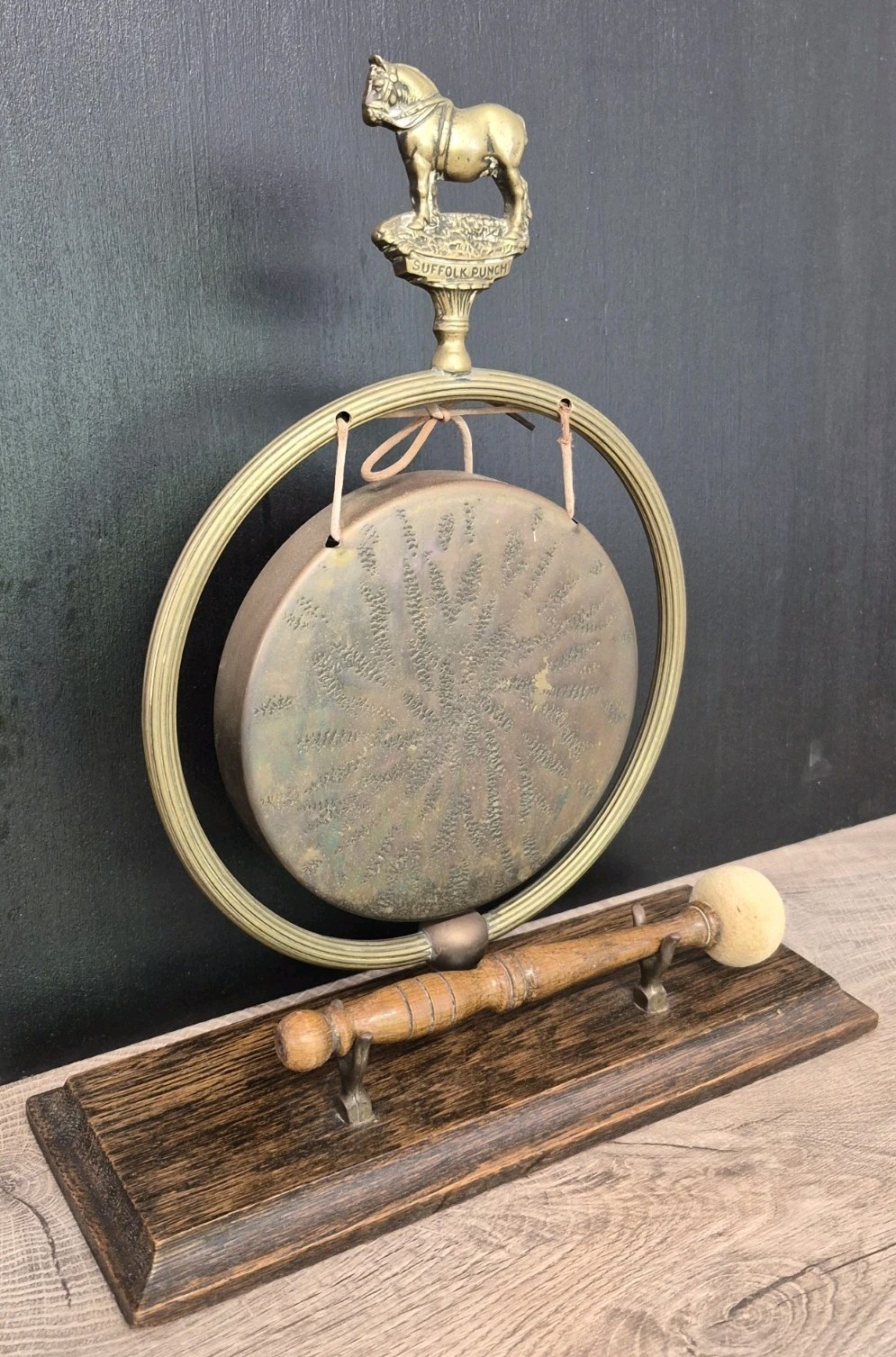 ANTIQUE DINNER GONG SUFFOLK PUNCH HORSE