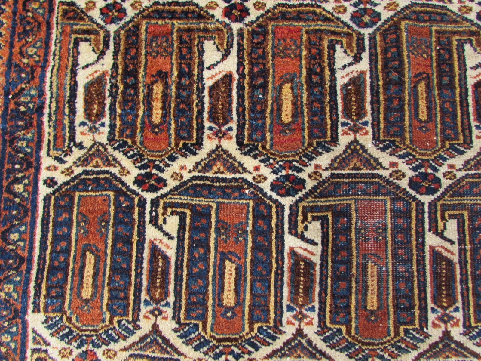 Antique Shabby Chic Hand Made Traditional Vintage Oriental Wool Blue Rug 185×141