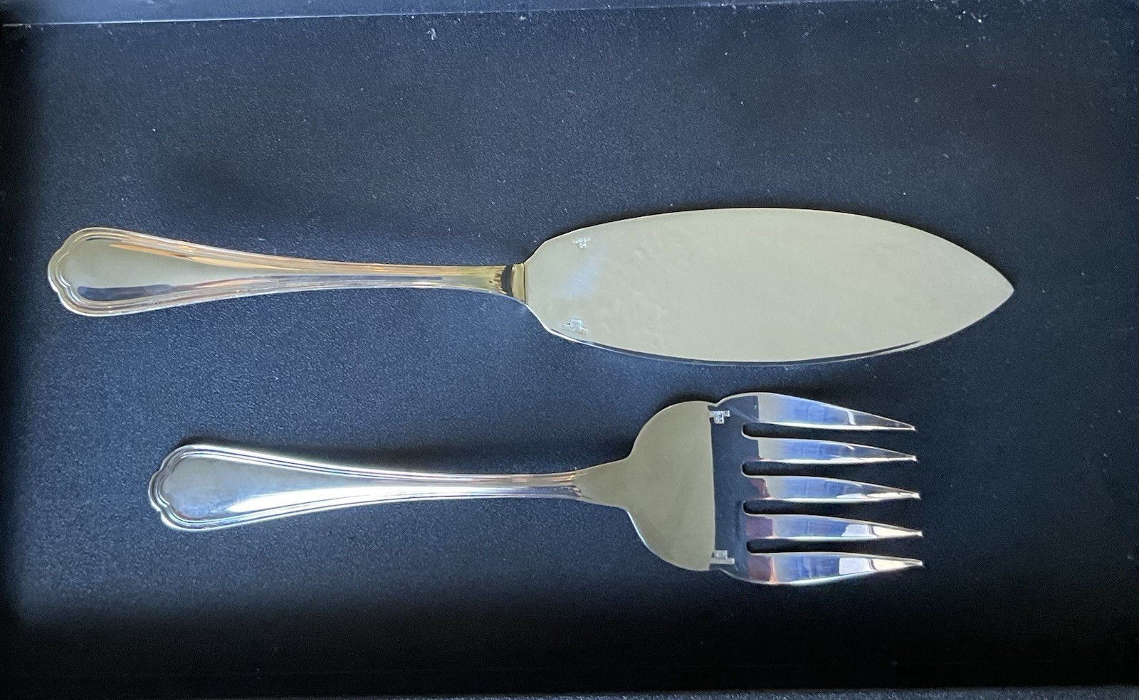 Vtg Christofle Silverplate Fish Serving Set 2pc w Boxes Spatours
