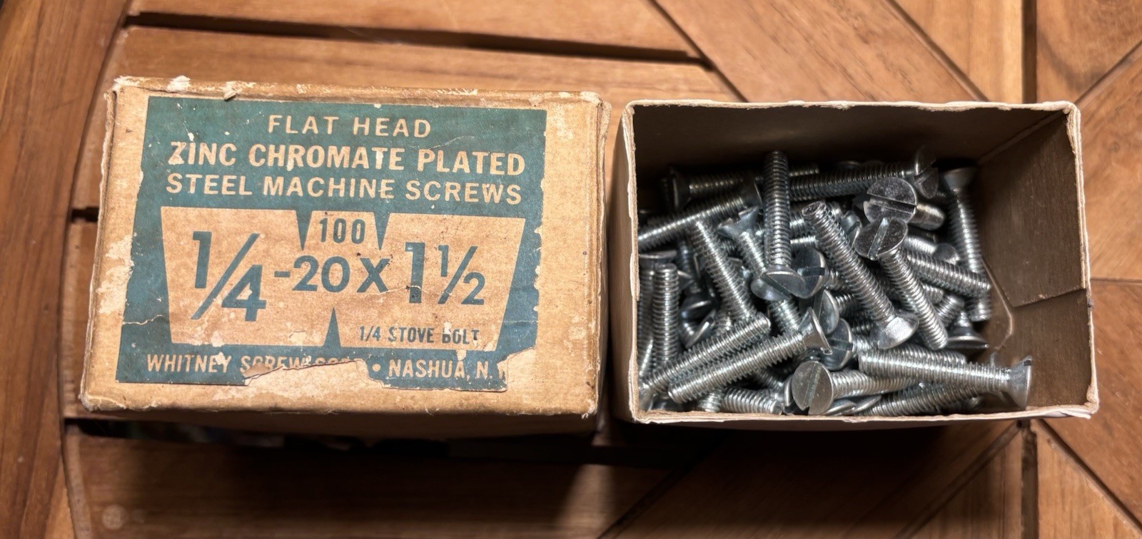 72 Vintage 1/4-20X 1 1/2″ Slotted Round Head Steel Machine Screws Bolts QTY 72