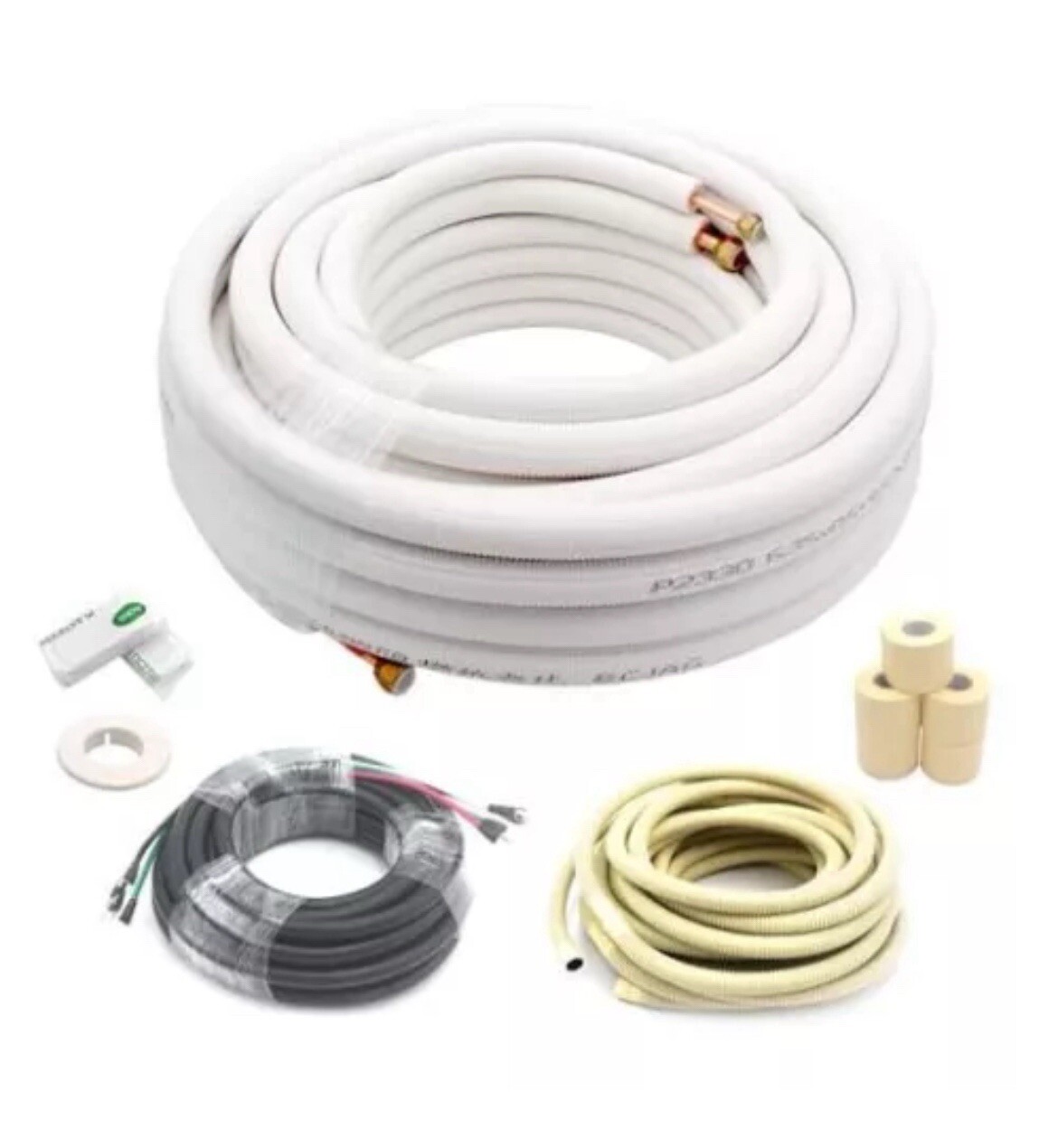 TAUROX 50FT Mini Split Line Set 1/4″ & 3/8″ O.D Copper 50FT (1/4+3/8) with wire