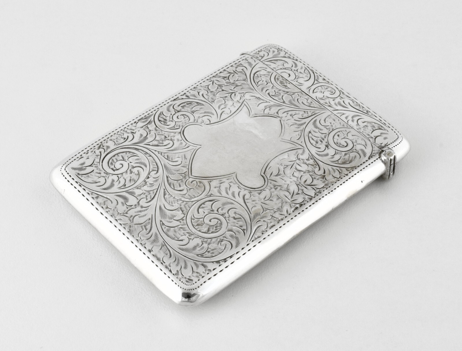 Antique George V Solid Silver Card Case, Birmingham, 1913
