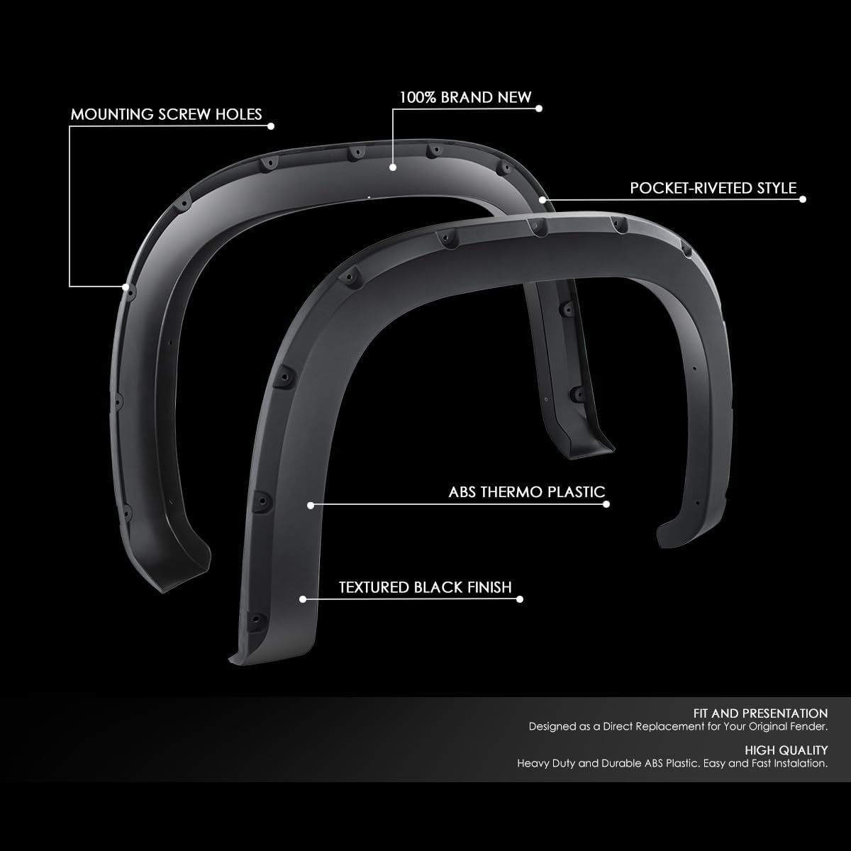 4pcs Fender Flares Compatible with 2007-2013 GMC Sierra 1500 2500HD 3500HD 97.6″