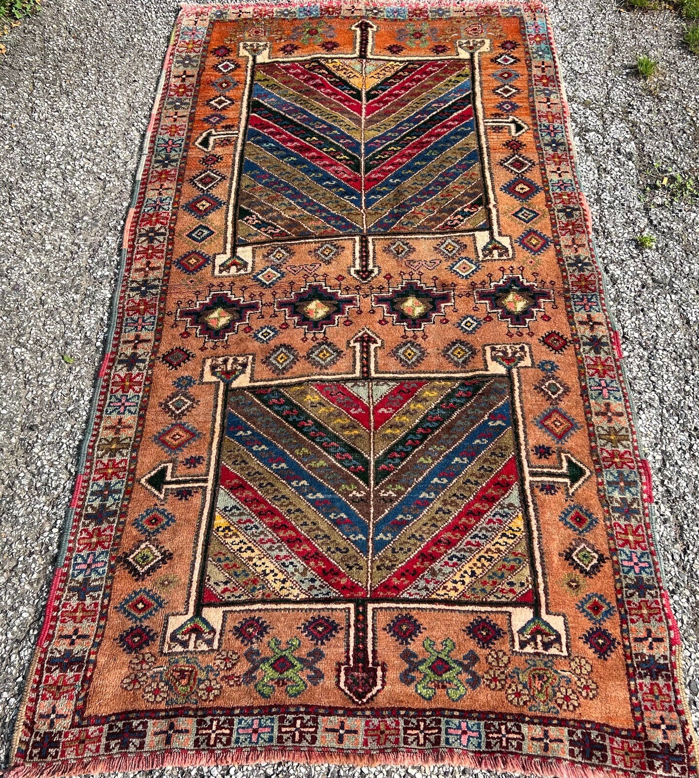 Circa 1930 Caucasian Antique Rug 3.9X7 Ft