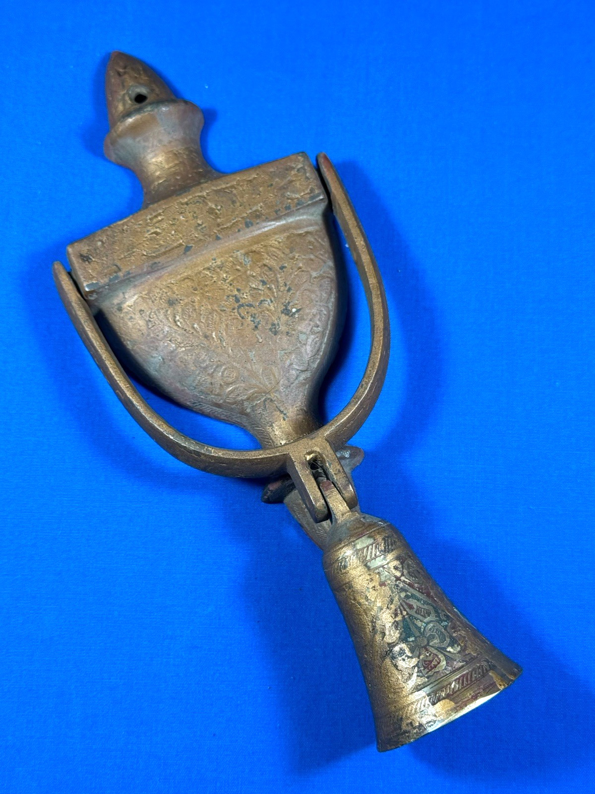 Vintage Brass Door Knocker ~ Bells of Sarna, India ~ Full Working Condition