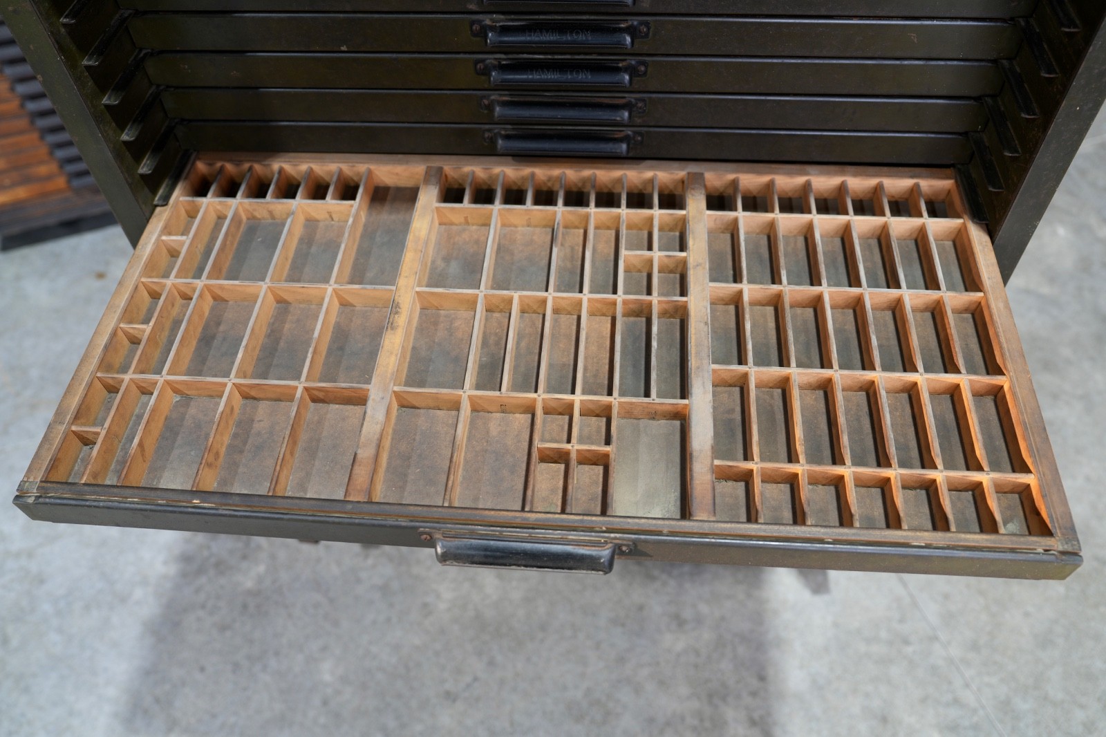 Antique Printers Typeset Tray Drawer Vintage Metal Cabinet Wood Letterpress