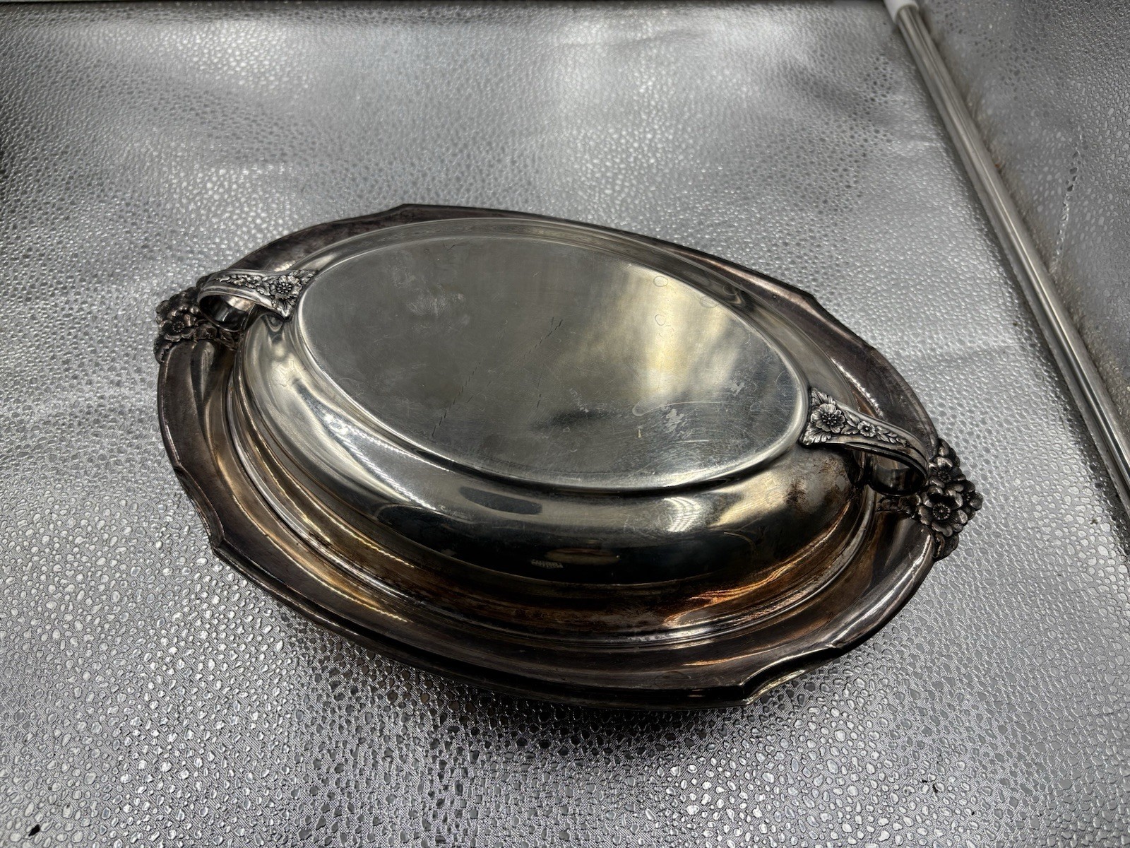 Vintage Holmes & Edwards Double Vegetable Bowl silver plate ~ Spring Garden