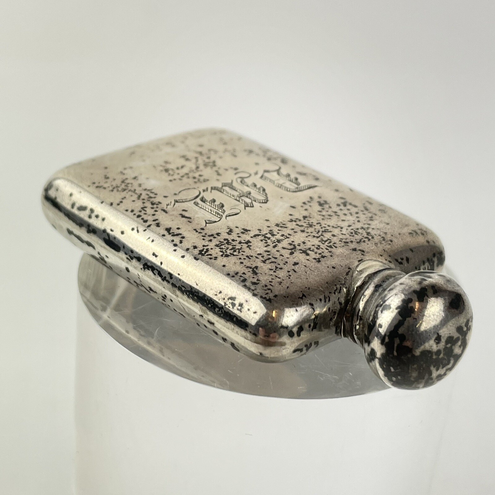 Antique Solid Silver Flask Form Scent Bottle 5.6cm A & J Zimmerman 1919