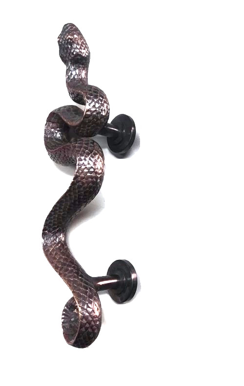 LEFT HAND 14″ inch long Small version RATTLE SNAKE gorgeous door handle