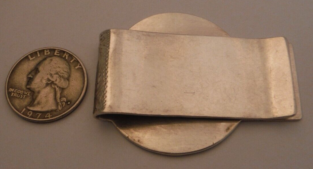 DIABLO Sterling Silver Money Clip Large 2 3/8″ Applied GOLFER USA Hand Engraved