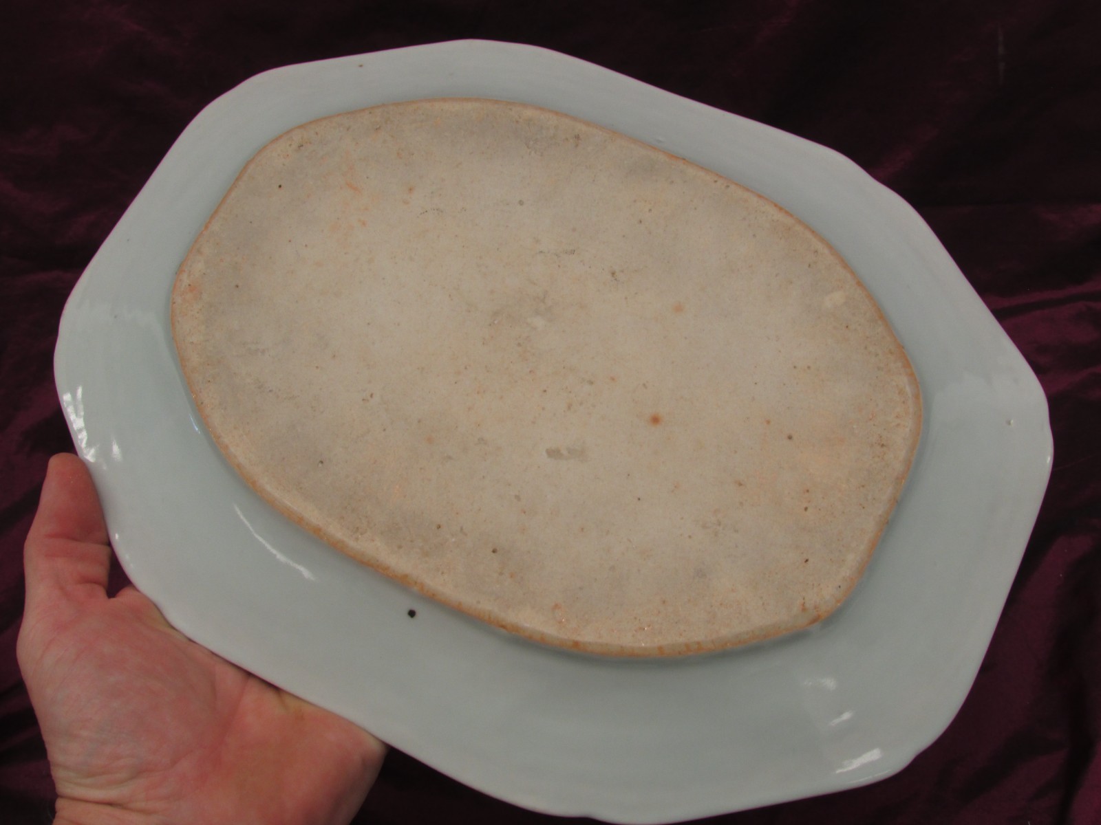 Antique Chinese CANTON porcelain blue and white deep platter 11.75″ x 9 1/8″ #2
