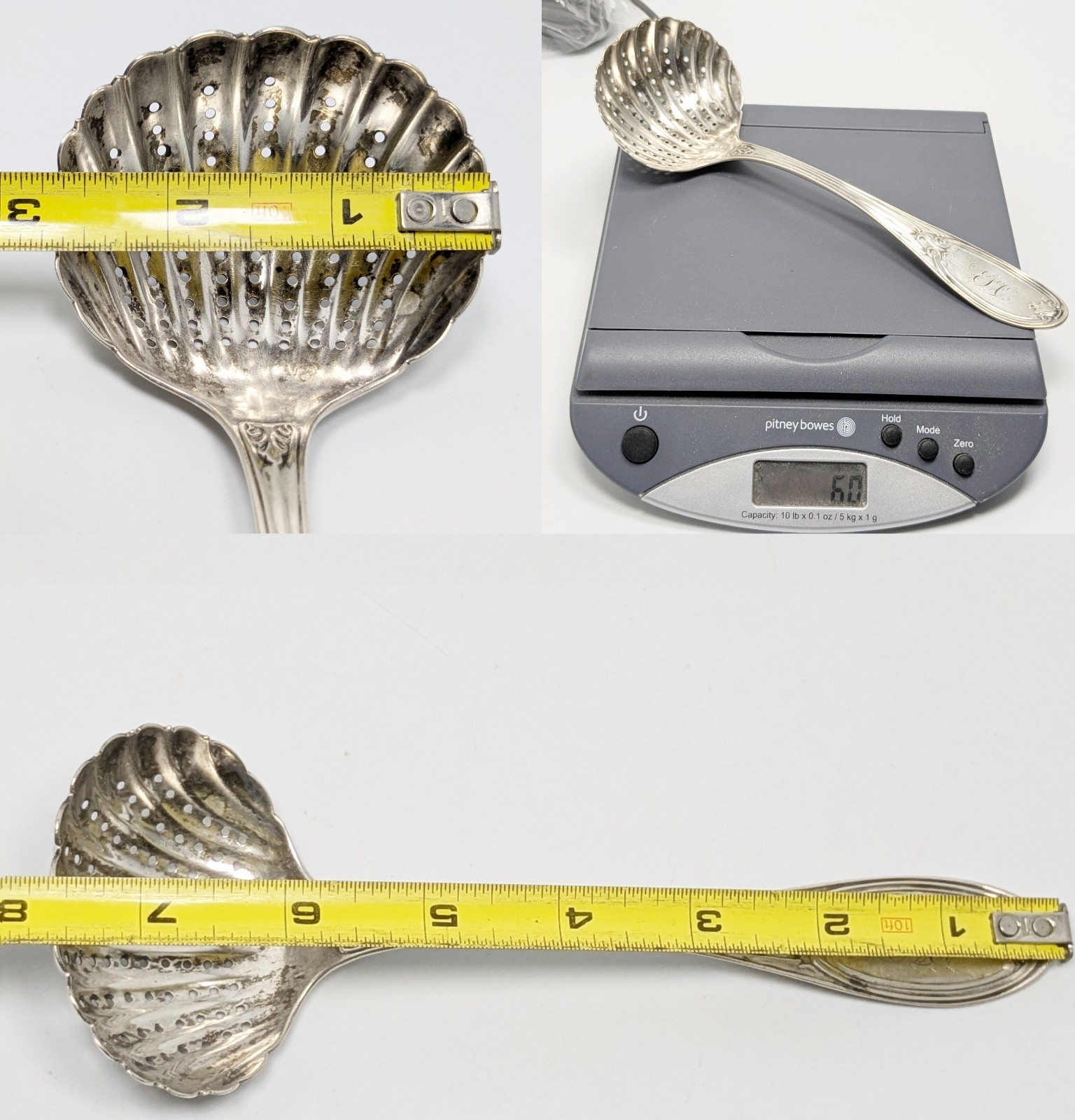 Tiffany & Co Coin Silver 1847 Patent Antique Sugar Sifter Ladle Monogrammed