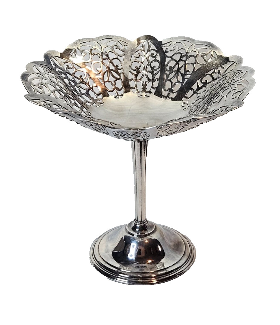 International Silver Lovelace EPNS Pierced Compote Tazza 3013 Vintage 1930s