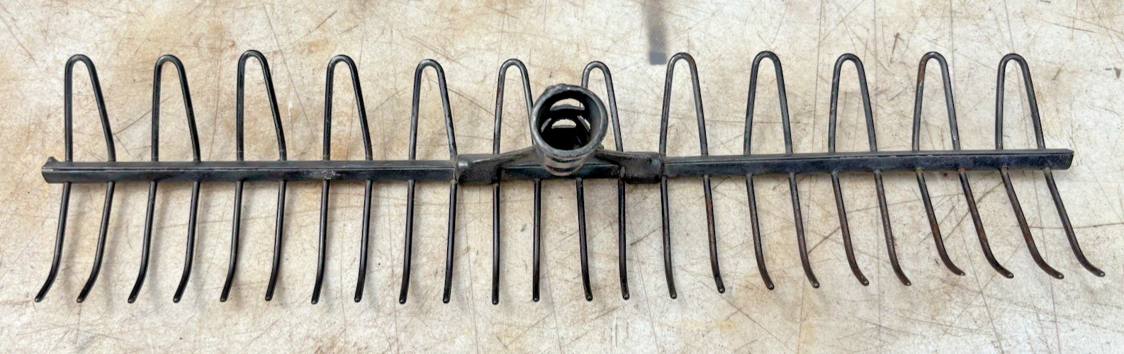 Vintage / Antique Cast Iron & Steel Thatch Type Professional Rake Head Only