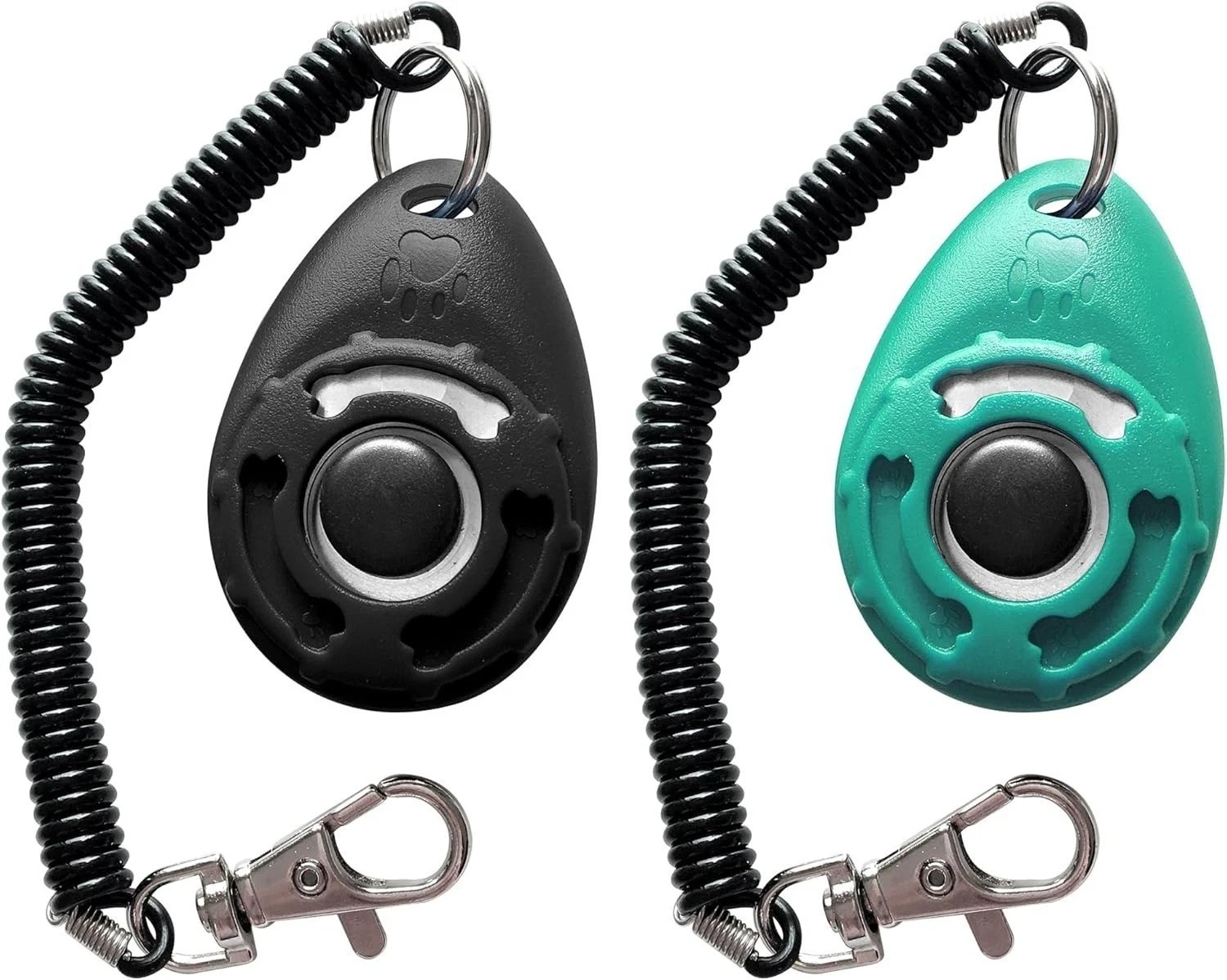 Pet Training Clicker with Wrist Strap for Dogs – 2 Pack (Black & Bluegreen)