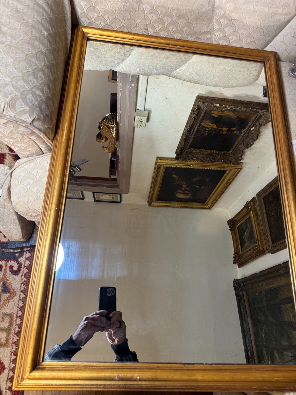 Large Vintage Gold Tone Wood Wall Mirror 27.5″ x 39.5″ Decorative Frame
