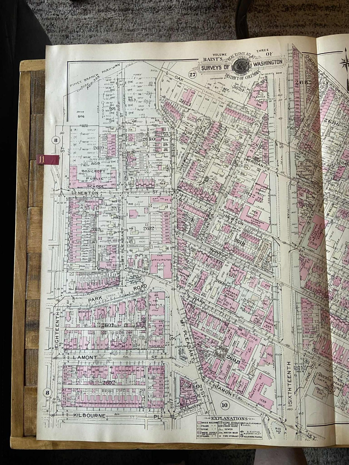 Detailed large plat map. Mt. Pleasant Area (PLAN 11) Washington D.C. 1945
