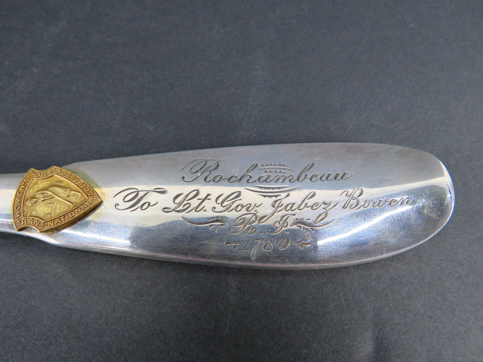 Gorham Silverplate Serving Spoon 12 1/2″ Rochambeau Womens Golf Assoc. 1780