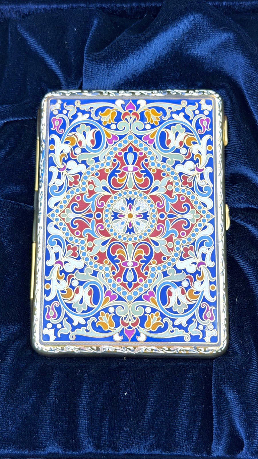 Antique Russian 875 Silver Enamel Cigarette Case Kubachi Gilt Box