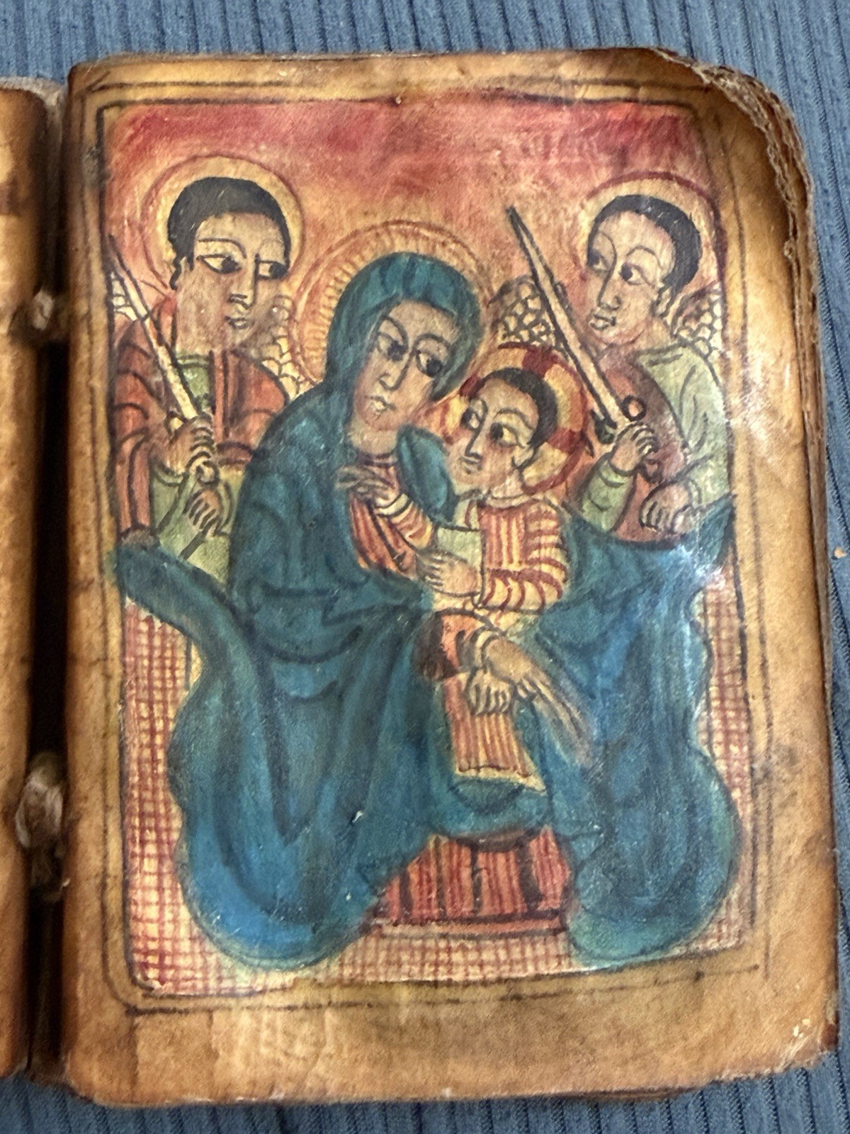 Antique Small Ethiopian Bible – Ge’ez Script on Vellum Hand Written Illustrated