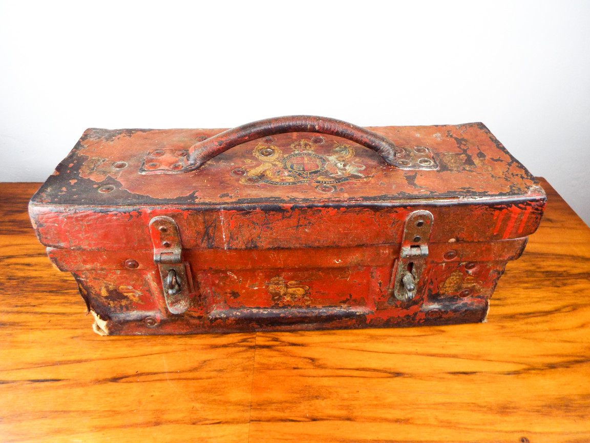 Antique Victorian Ammunition Box 19th C Military English Leather Carrying Case