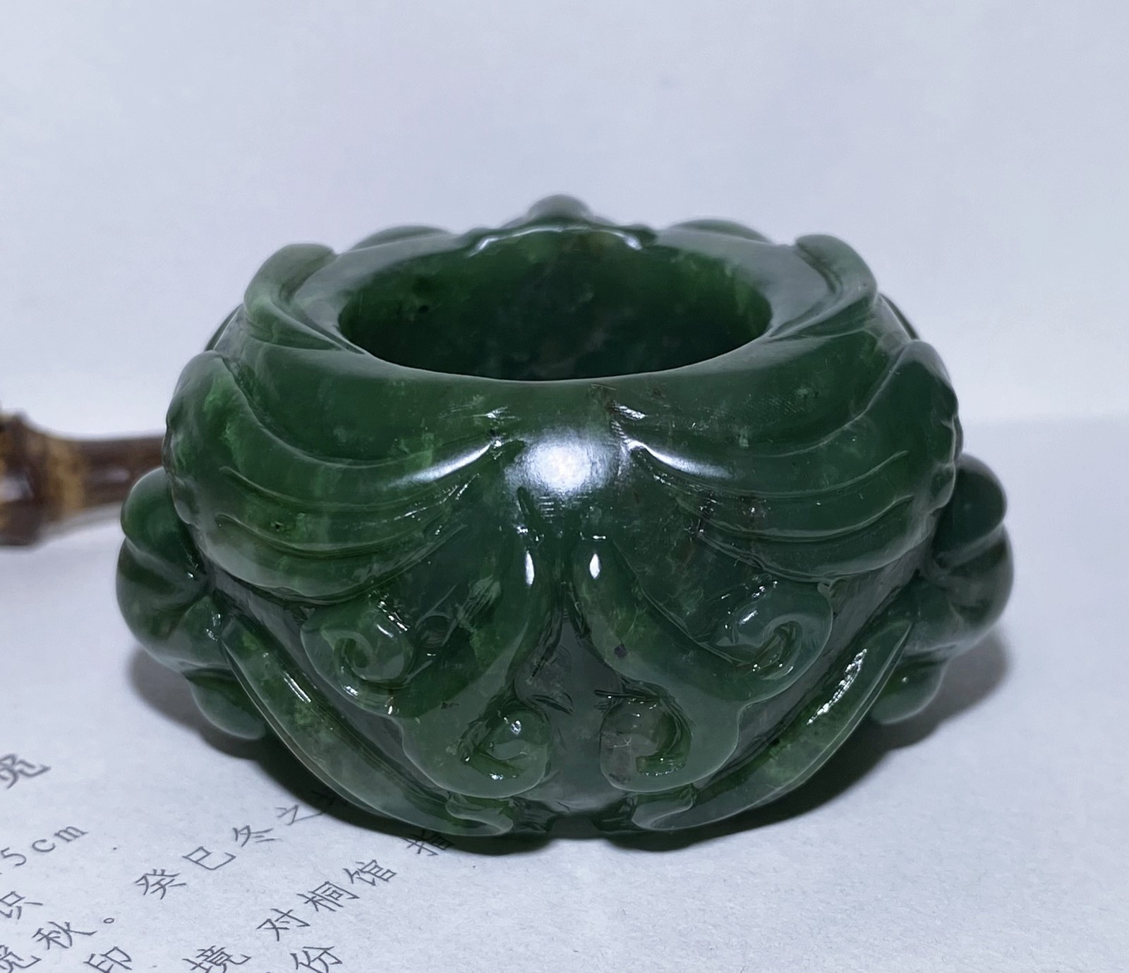 Certified 100% Natural Hetian Jade Pixiu Thumb Ring Hand-Carved Feng Shui Lucky