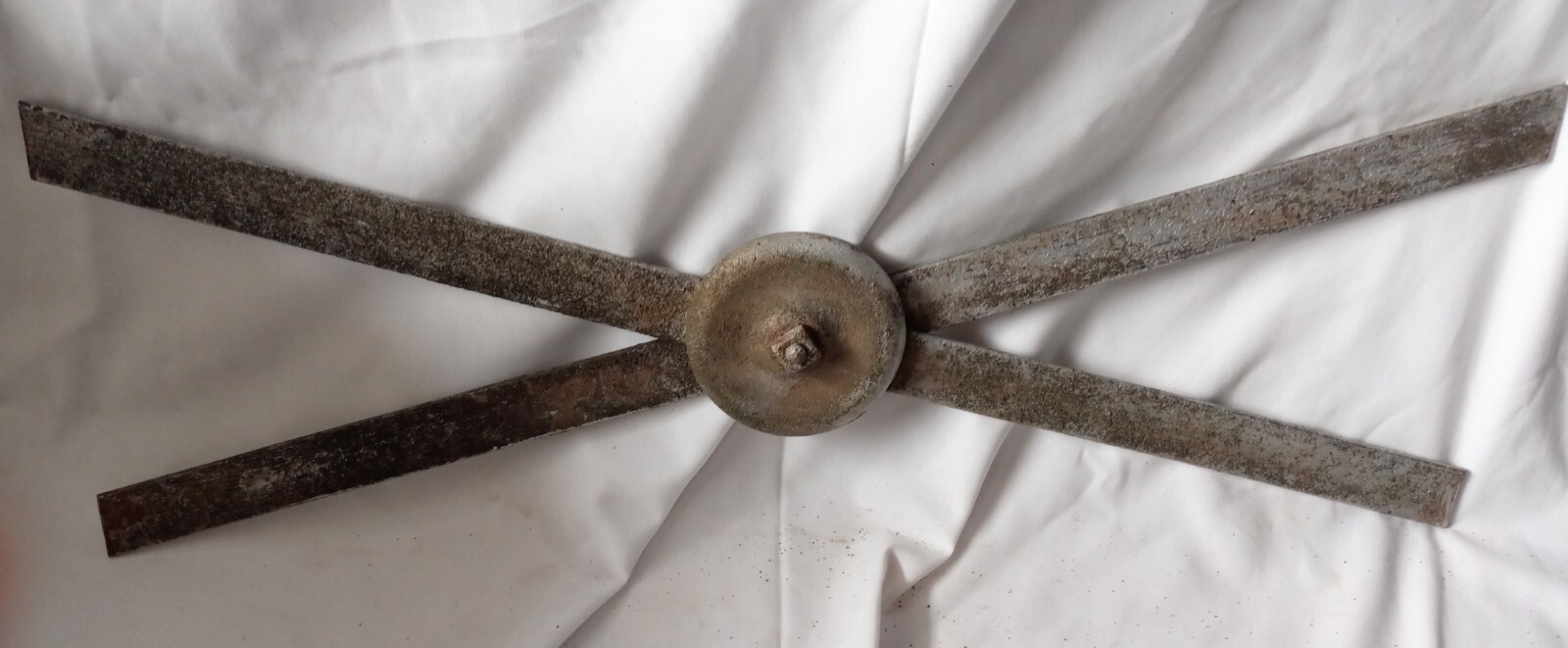 Antique Handmade Decorative Wrought Iron Pediment w/ Button Medallion