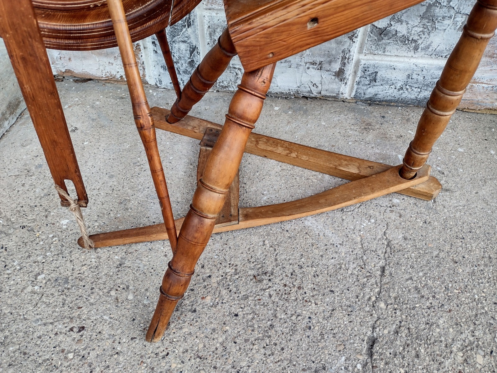 Antique Primitive Norwegian? Handmade Solid Wood Spinning Wheel