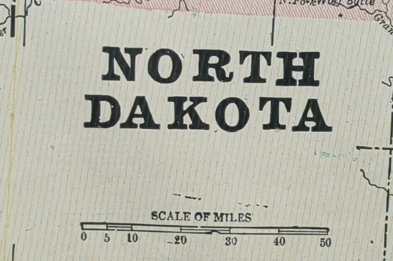 Vintage 1891 NORTH DAKOTA Map 14″x11″ Old Antique Original BISMARCK FARGO MINOT