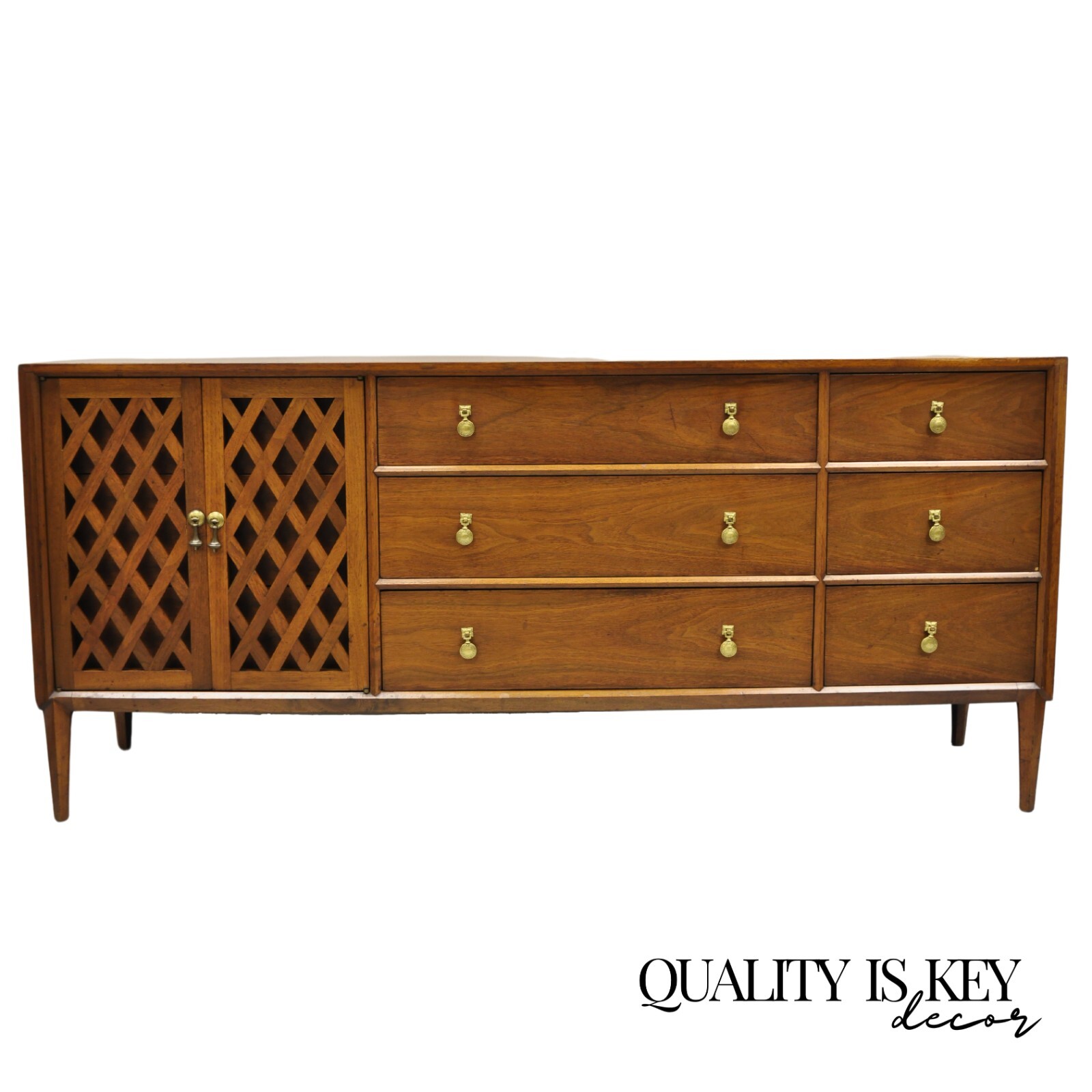 John Stuart Casalinda Vintage Mid Century Modern Walnut Credenza Triple Dresser