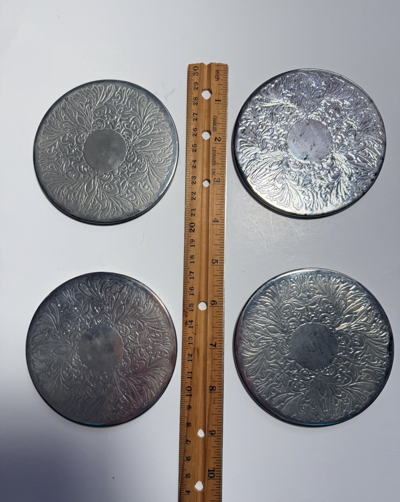 Vintage Set of 4 Silver-Plated Coasters