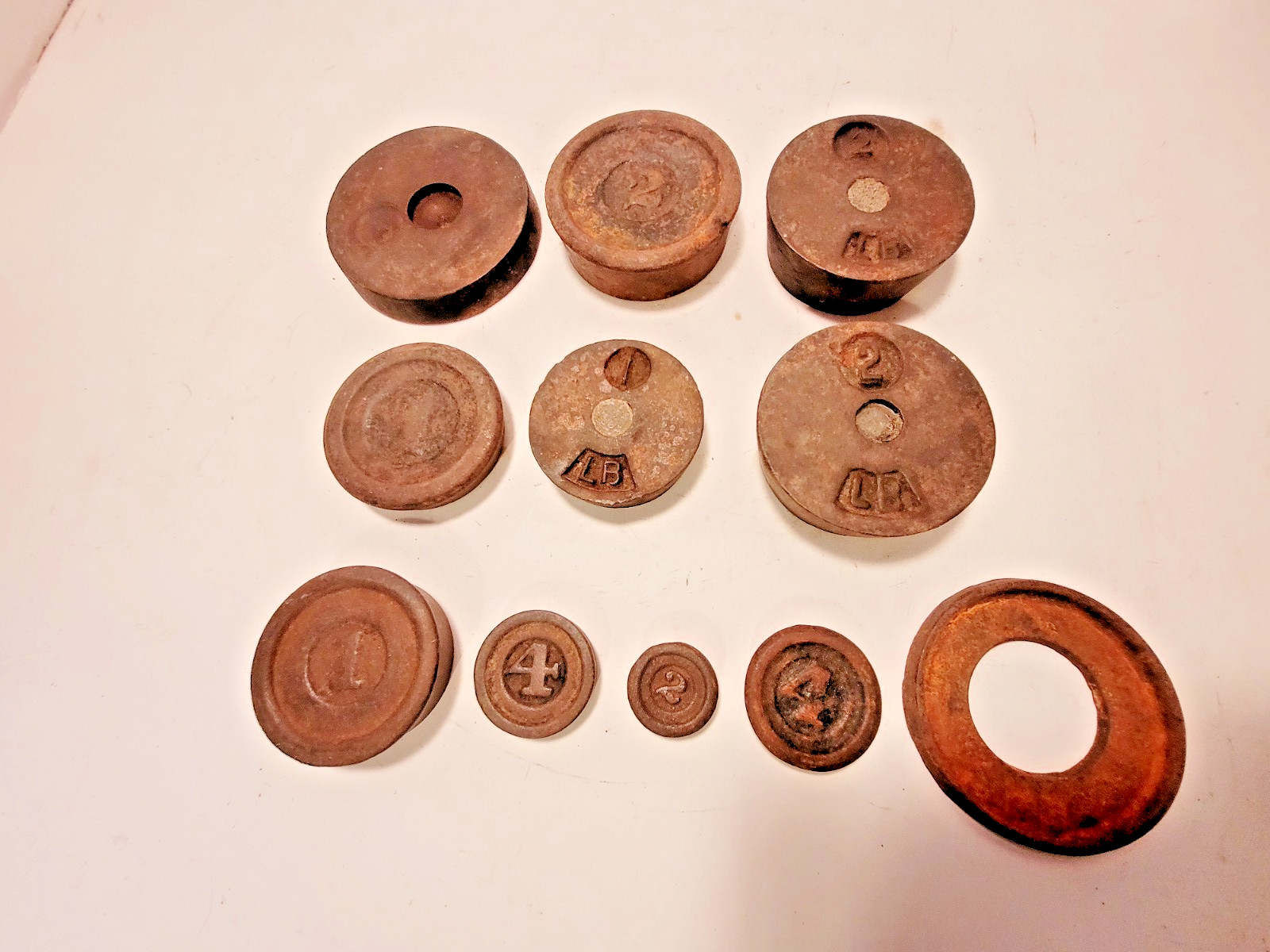 11 Vintage Cast Iron Platform Scale Round Balance Beam Weights