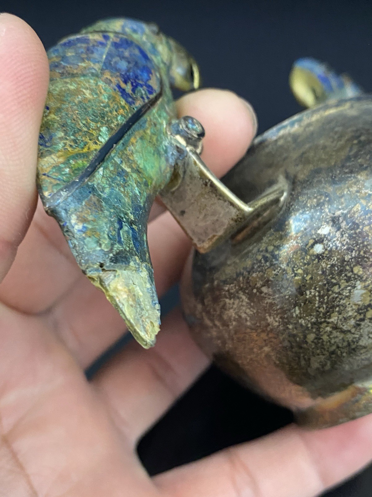 Los Castillo Vintage Silverplate Lapis Lazuli Parrot Sugar Basin Bowl Signed
