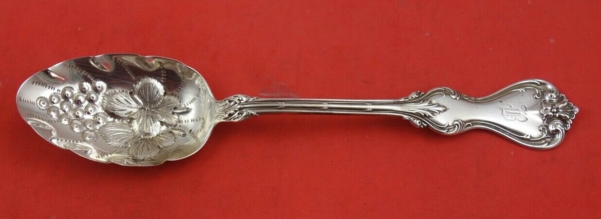 Duke of York by Whiting Sterling Silver Berry Spoon with Grapes in Bowl 8 1/8″