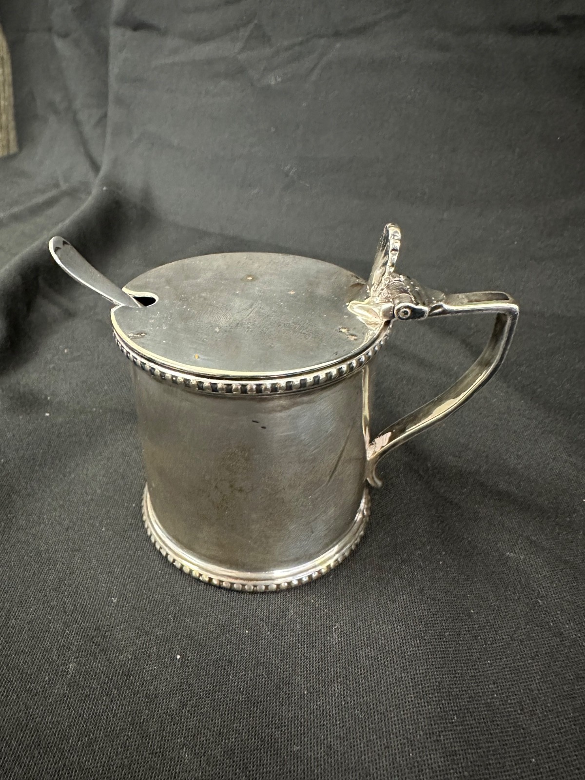 James Deakin & Sons EPNS Silver Mustard Pot with Silver Spoon