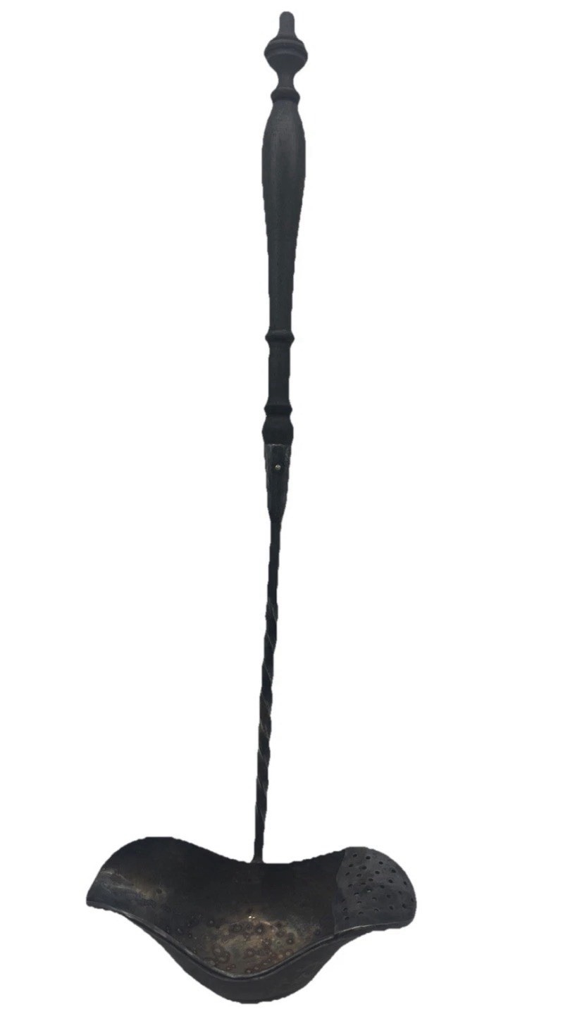 Barker Bros Silver Plate Sugar Scuttle Sifter Spoon, England, Ebony