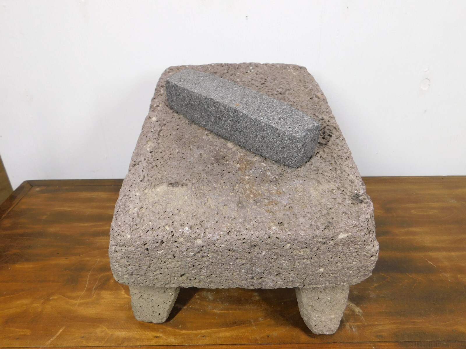Antique Metate #50-Grinder-Rustic-Complete-Old Mexican–Primitive-11x17x11H