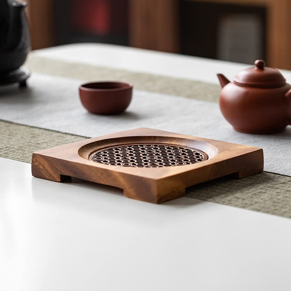 14cm Wooden Tea Holder Cup Mat Tea Tray Tea Set Tea Ceremony Decor