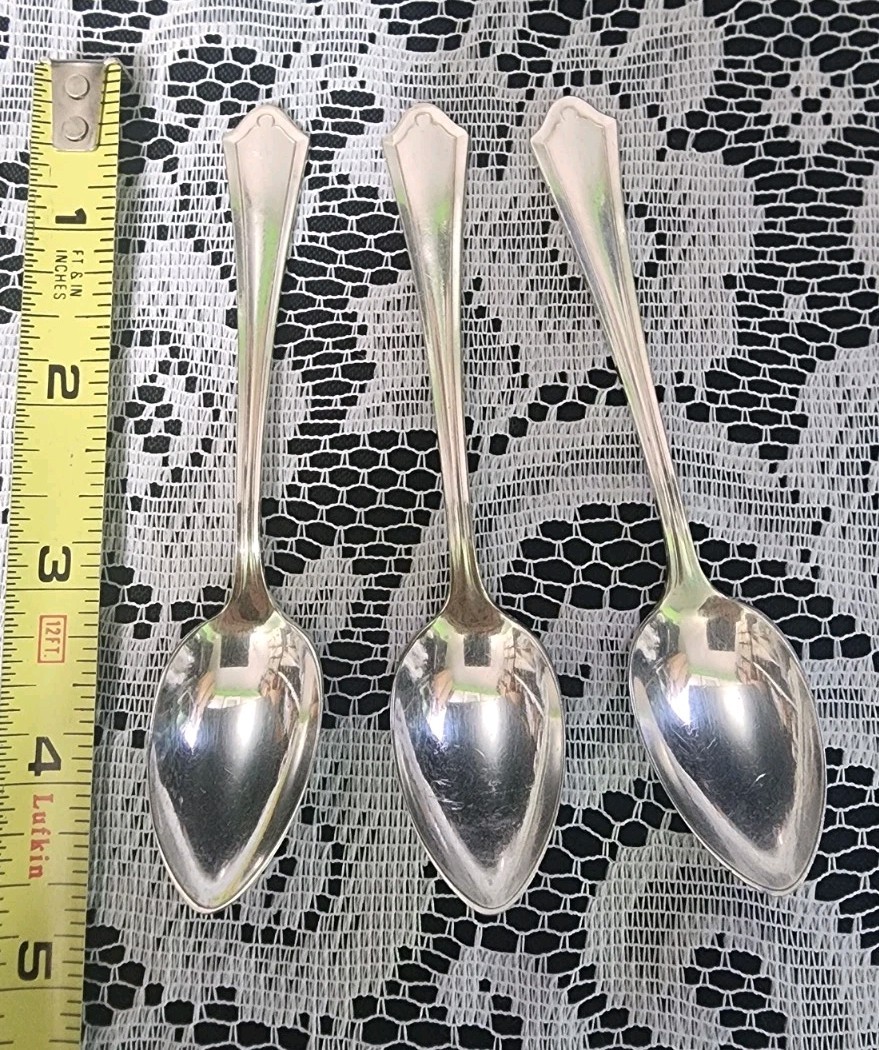 👌LOT OF 3 ANTIQUE c1917 VERNON-ASHLEY SILVERPLATED DEMITASSE COFFEE SPOONS ☕️🥄