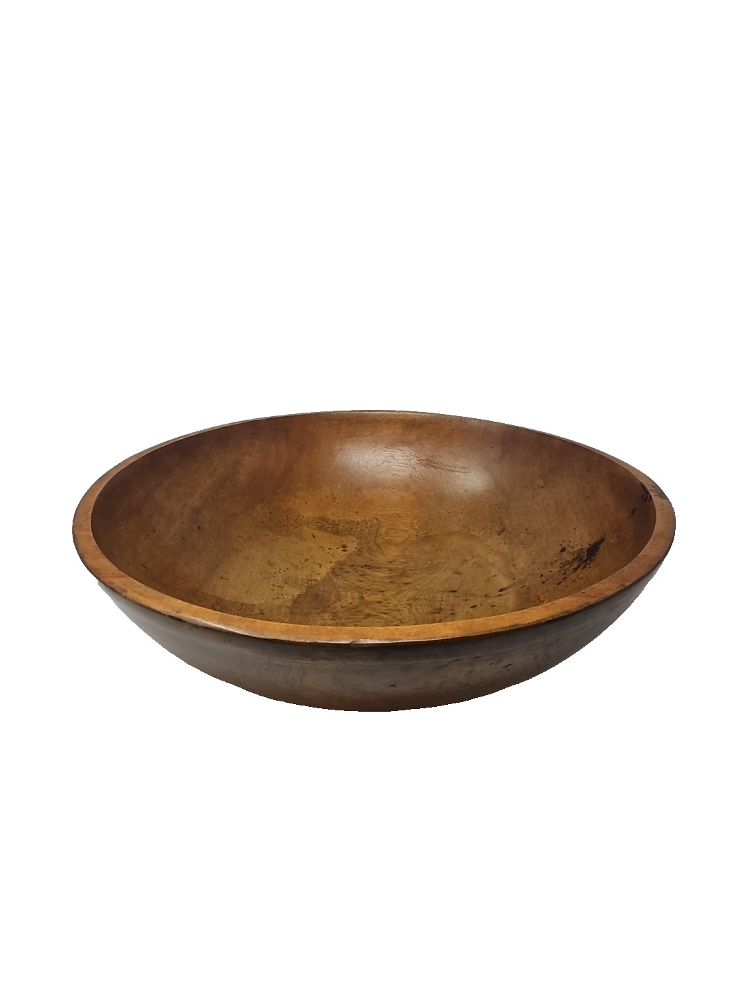 Antique XL 19″ Turned Wood Treen Dough Trencher Bowl Maple 19th C Primitive
