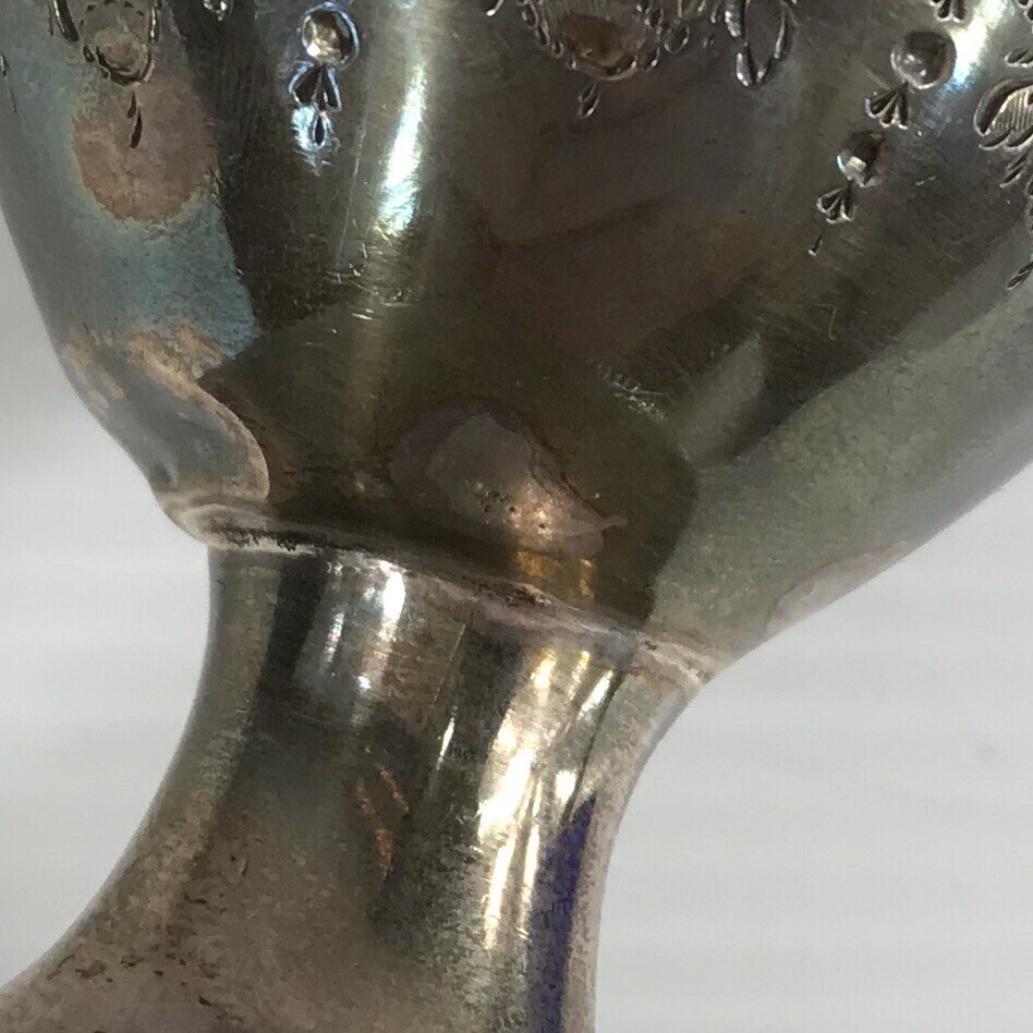 Antique Georgian Solid Silver Pierced Pedestal Basket Table Salt 1785 John Lambe